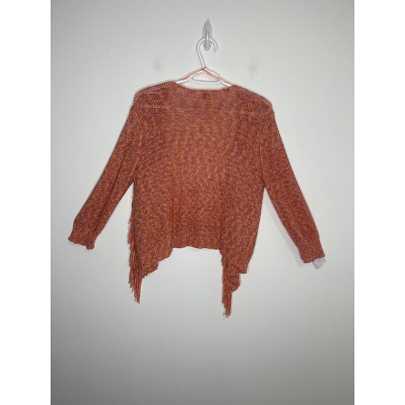 Ruby Rd. Rd women's medium knit cardigan sweater orange loose weave fringe - Picture 5 of 14
